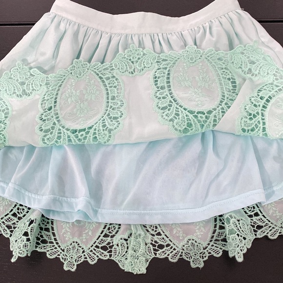 Tobi Teal Lace Mini Skirt - Small - Picture 4 of 10